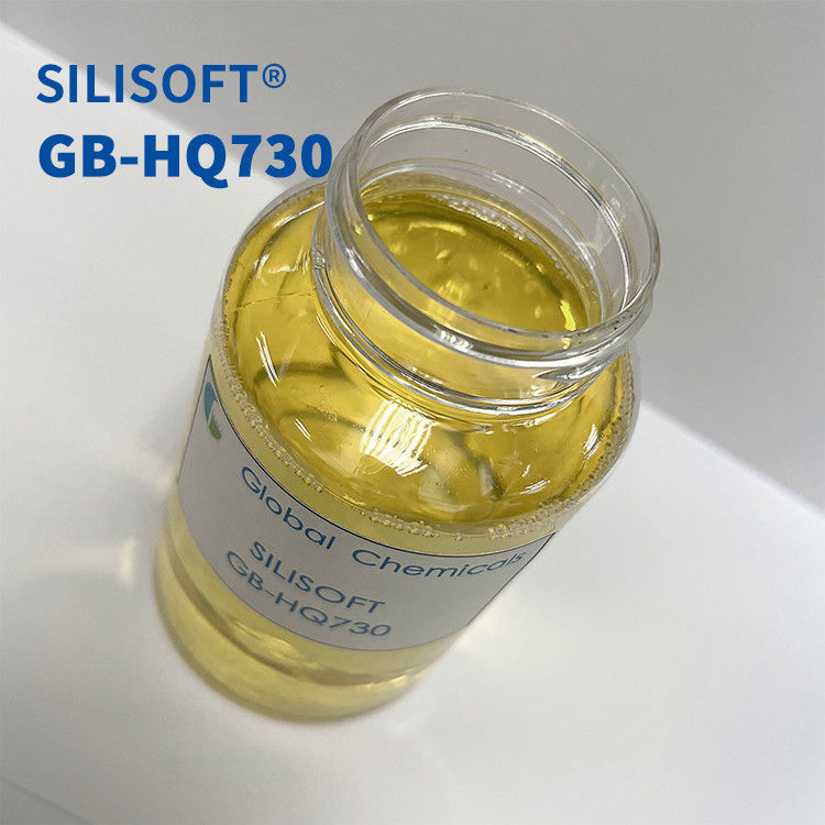 Silicone sedoso SILISOFT GB-HQ730 utilizado para o acabamento suave e suave de fibras naturais, fibras sintéticas e suas misturas