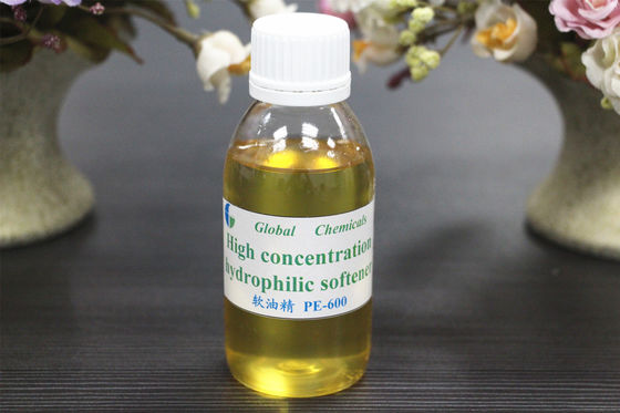 Amolecedor catiônico líquido amarelo pálido PE-600 de alta concentração Hidrofílico