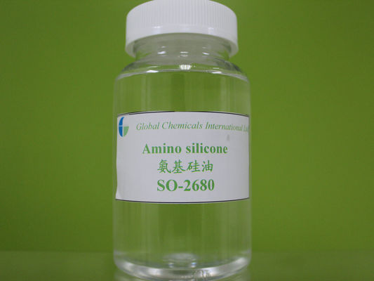 Óleo de silicone amino catiônico fraco amarelo pálido / líquido viscoso transparente para têxteis