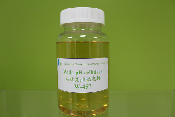 Enzimas de celulose W-62 / W-83 de pH amplo em têxteis líquido amarelo marrom