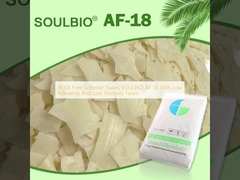 Flocos amaciantes livres de AEEA SOULBIO AF-18 com espuma de baixa viscosidade e amarelamento